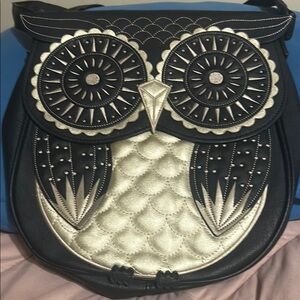 Owl Design Black and Gold Women's Bag